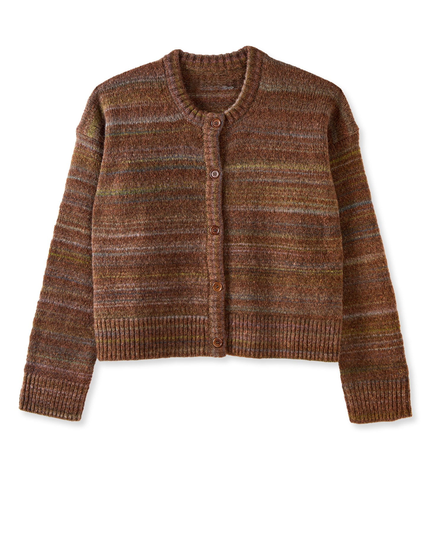 Horizon Sol Cardigan (1) Women's chocolate brown wool knit button-front cardigan