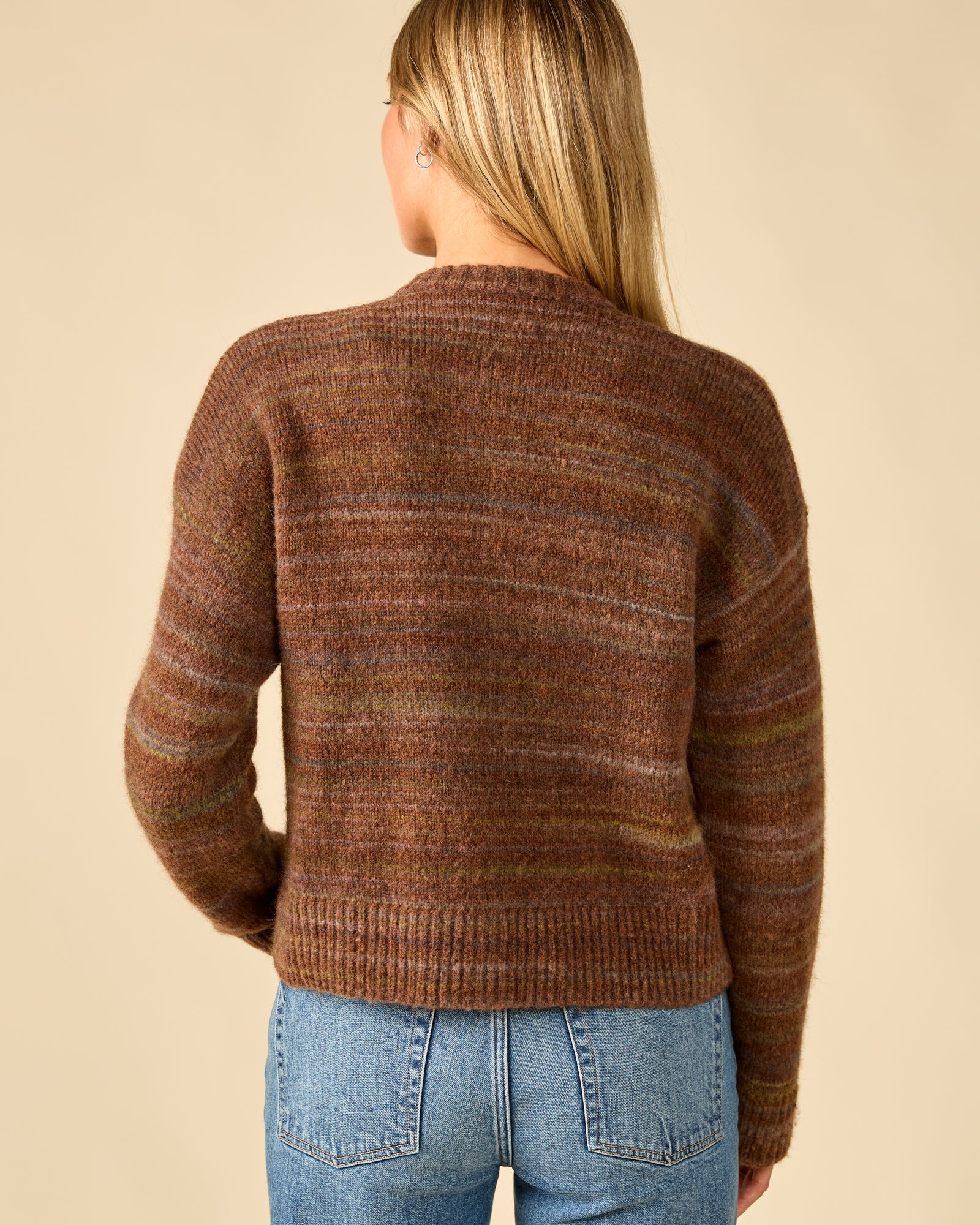 Horizon Sol Cardigan (3) Women's chocolate brown wool knit button-front cardigan
