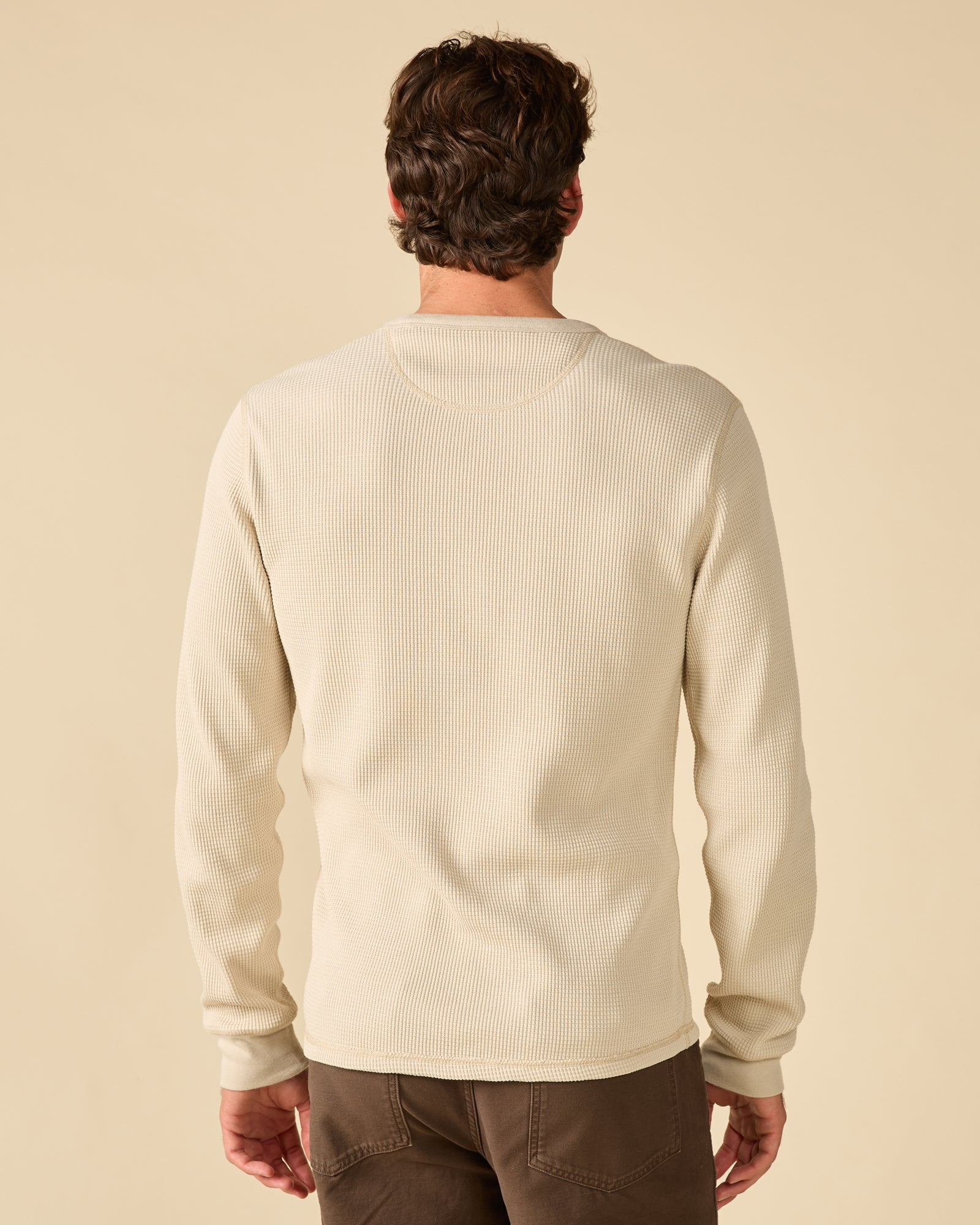 The Freetime Thermal (4) Men's oatmeal cotton thermal long-sleeve knit top