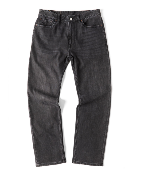 Men's washed black five-pocket straight denim jean